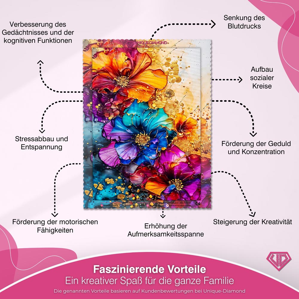 5D Diamond Painting – Colourful Flowers Unique-Diamond