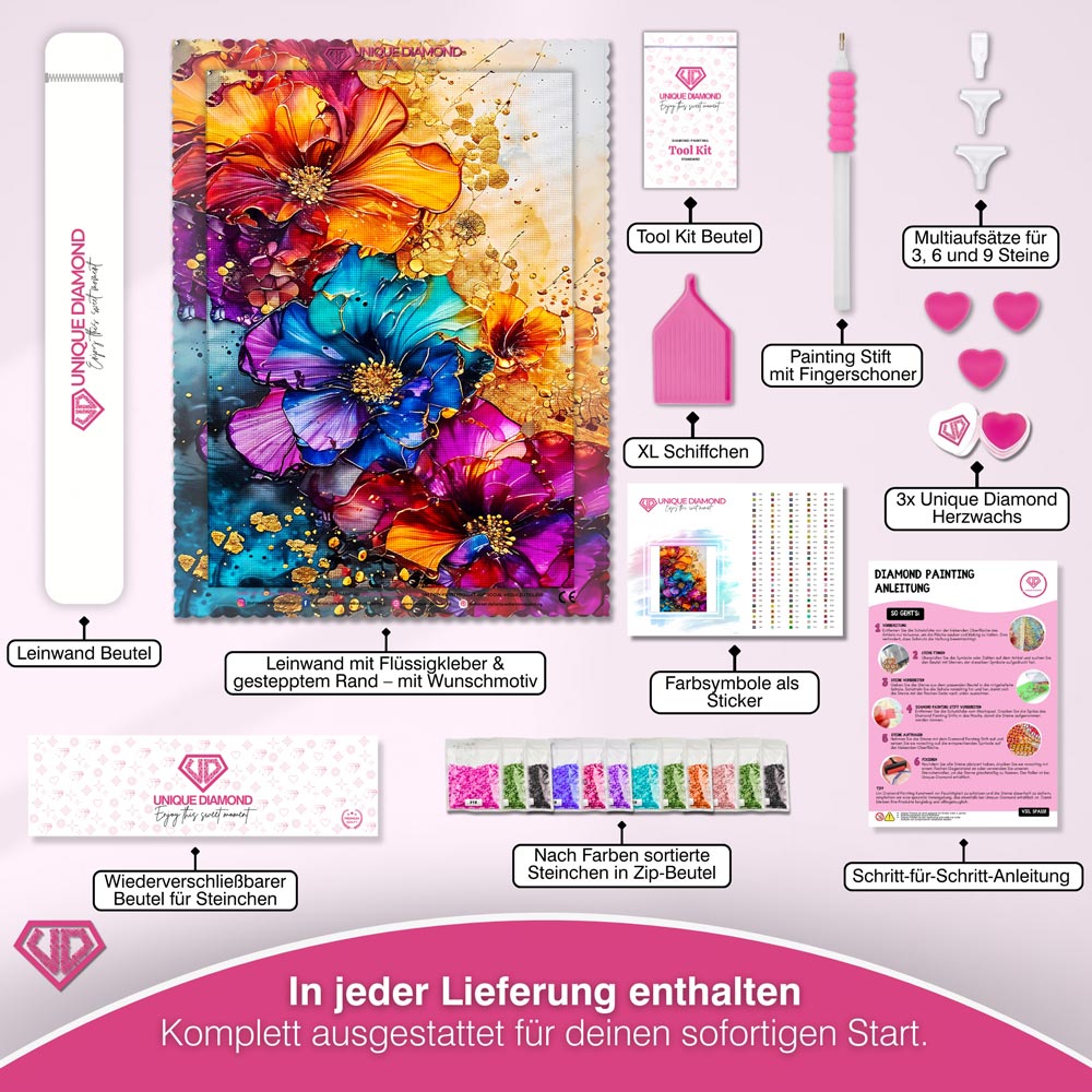 5D Diamond Painting – Colourful Flowers Unique-Diamond