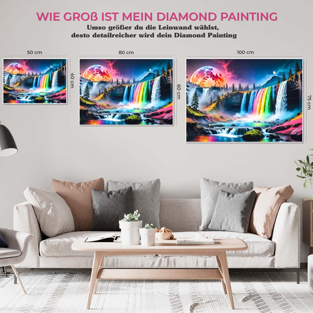 5D Diamond Painting AB Steine Colourful Waterfall mit 100 Farben, Unique-Diamond
