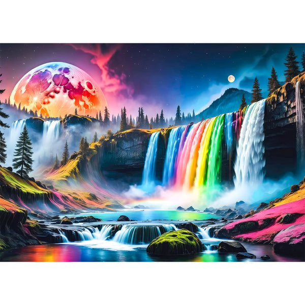 5D Diamond Painting AB Steine Colourful Waterfall mit 100 Farben, Unique-Diamond