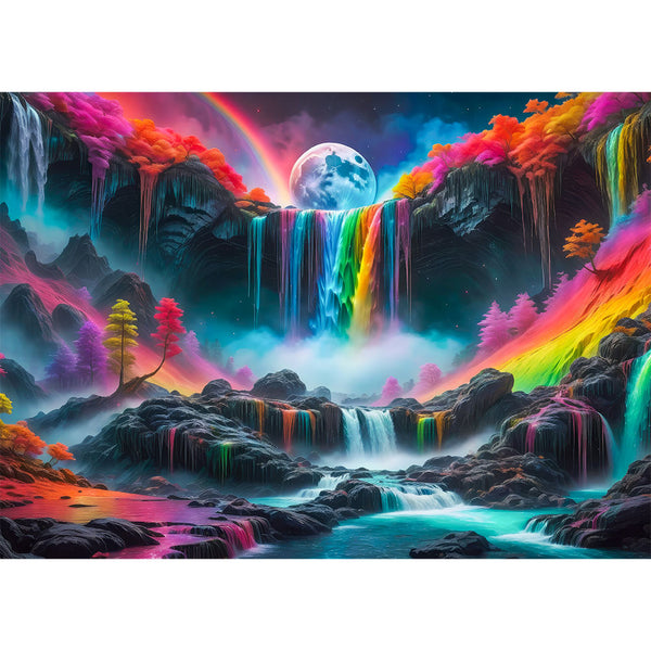 5D Diamond Painting AB Steine Colourful Waterfall mit 100 Farben, Unique-Diamond