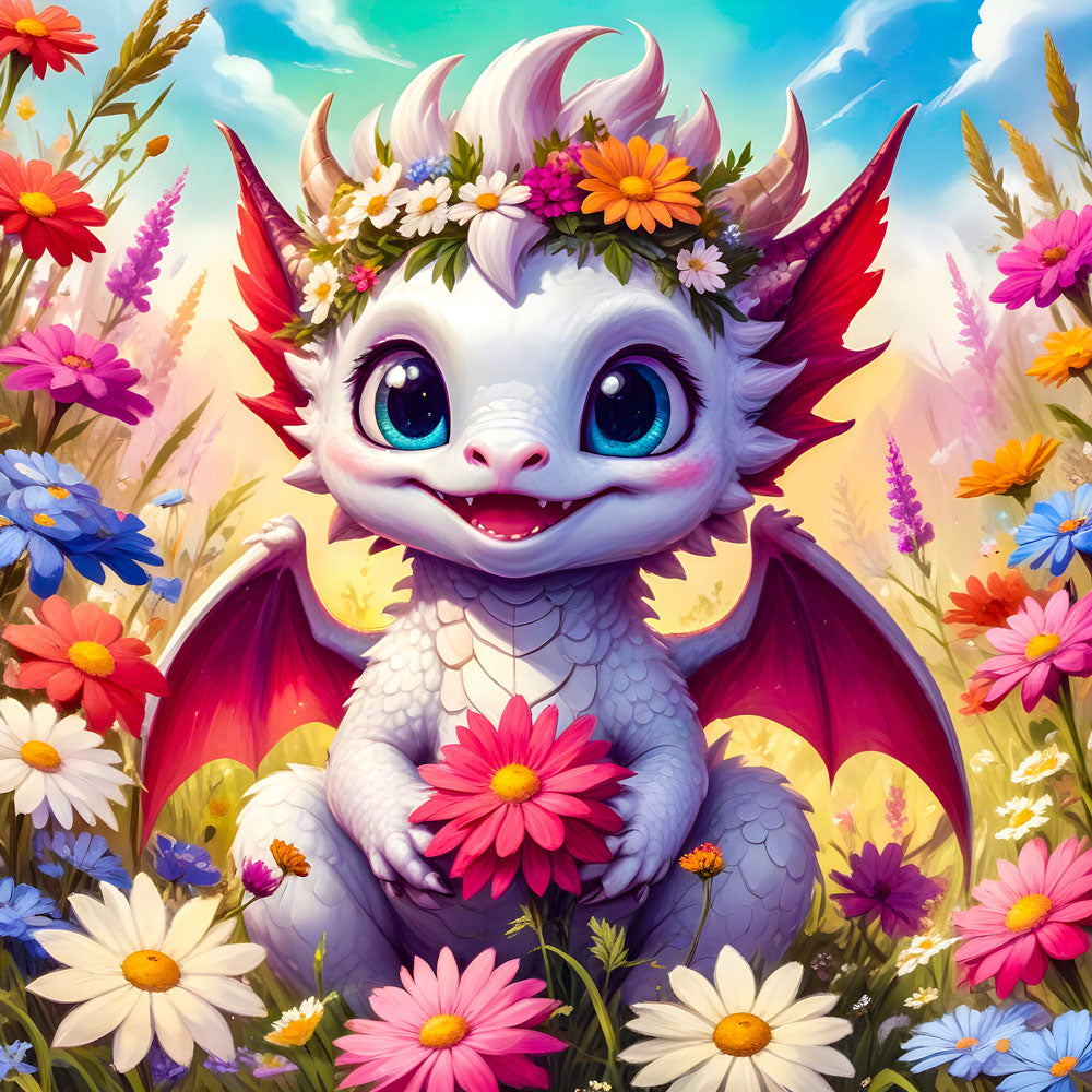 5D Diamond Painting AB Steine Cute Dragon mit 100 Farben, Unique-Diamond