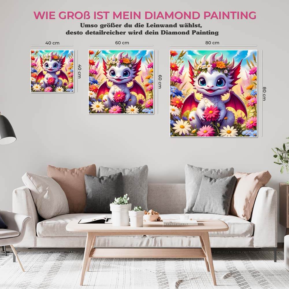 5D Diamond Painting AB Steine Cute Dragon mit 100 Farben, Unique-Diamond