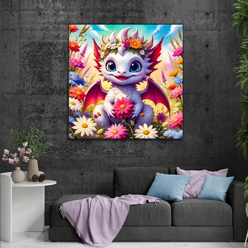 5D Diamond Painting AB Steine Cute Dragon mit 100 Farben, Unique-Diamond