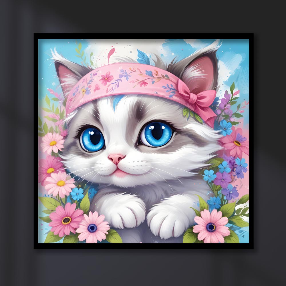 5D Diamond Painting AB Steine Cute Little Cat mit 100 Farben, Unique-Diamond