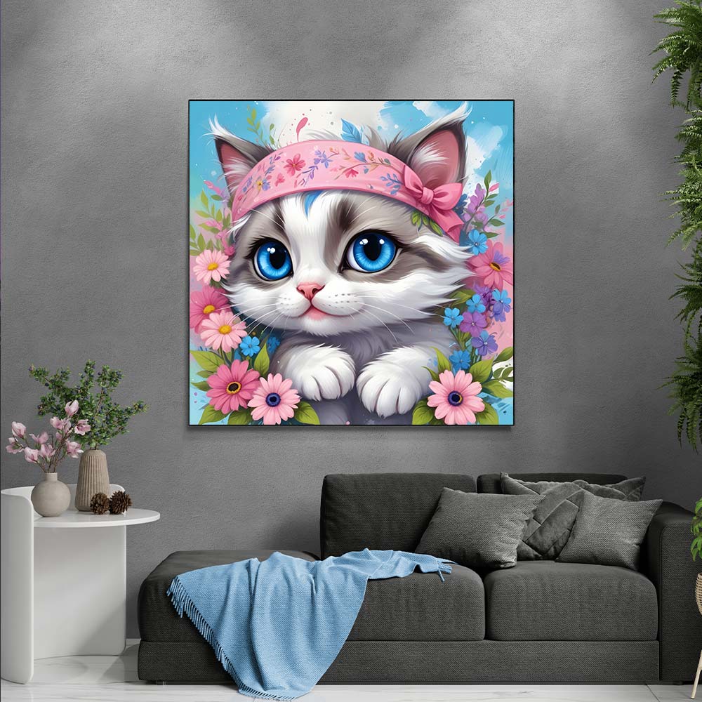 5D Diamond Painting AB Steine Cute Little Cat mit 100 Farben, Unique-Diamond