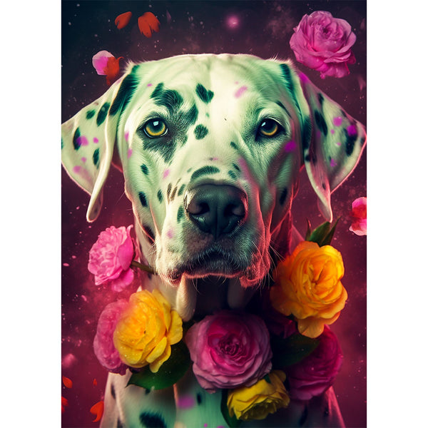 5D Diamond Painting AB Steine Dalmatiner in Blumen, Unique-Diamond