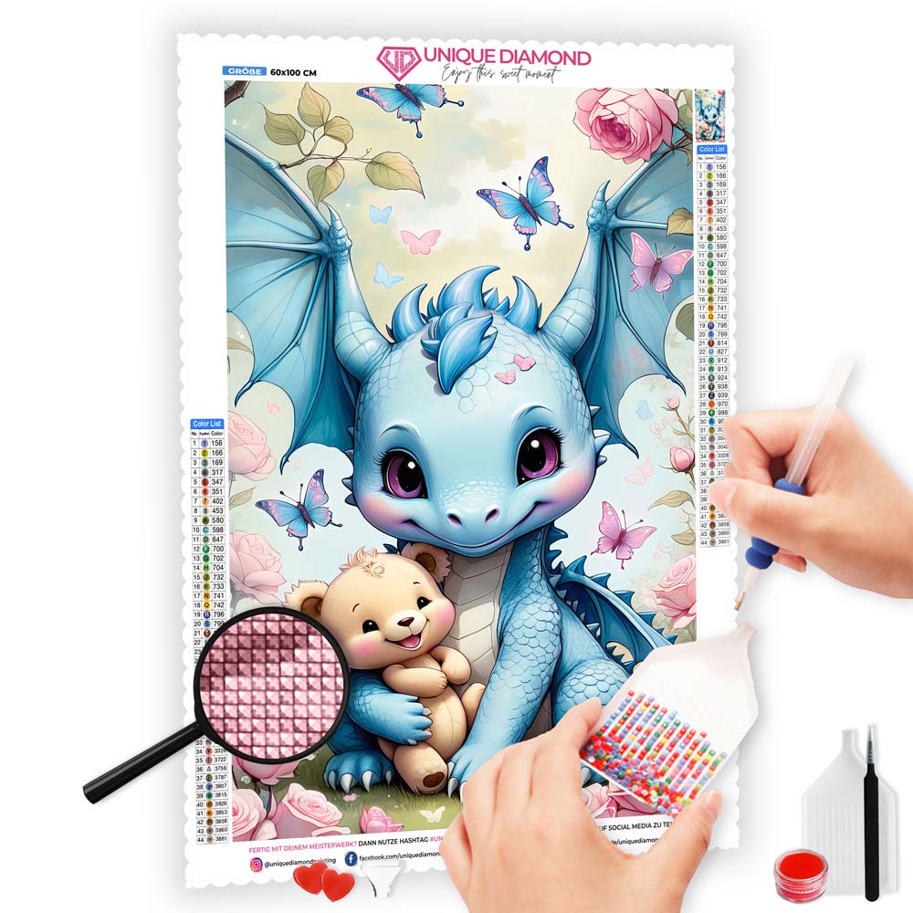 DIAMOND DOTZ Diamond Painting Neon Drache - 5D DIY Diamantbild Mit Neonfarben 35,5x45,7cm