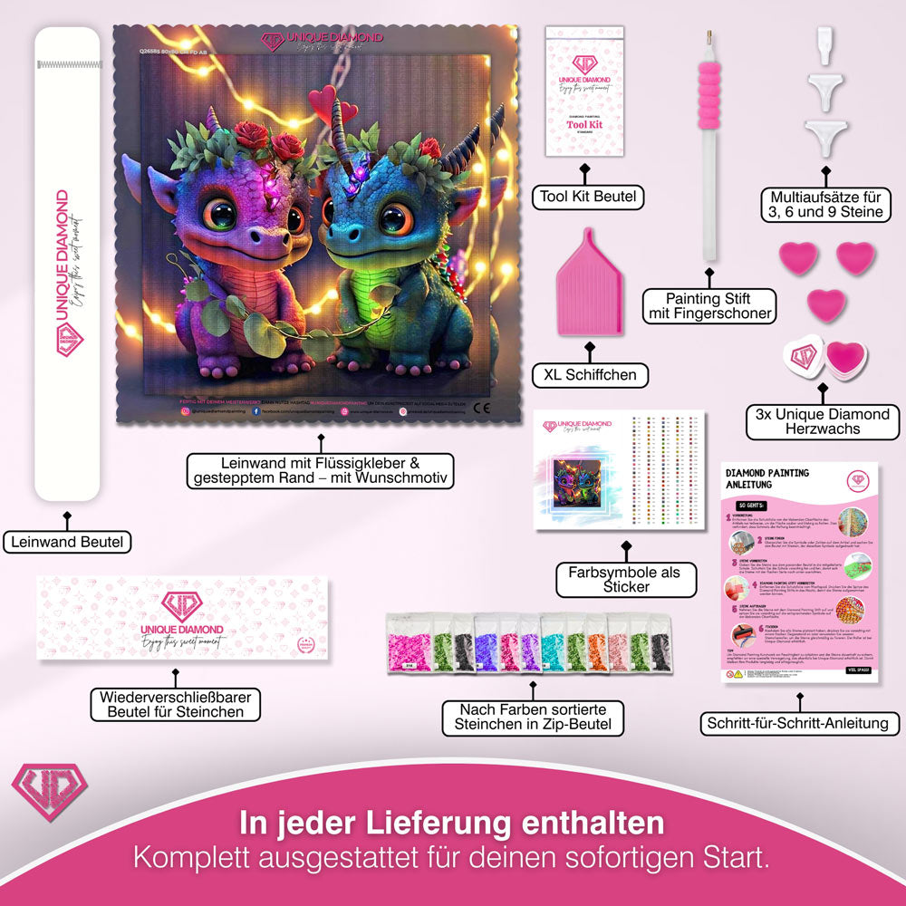 5D Diamond Painting – Dragon Love Unique-Diamond