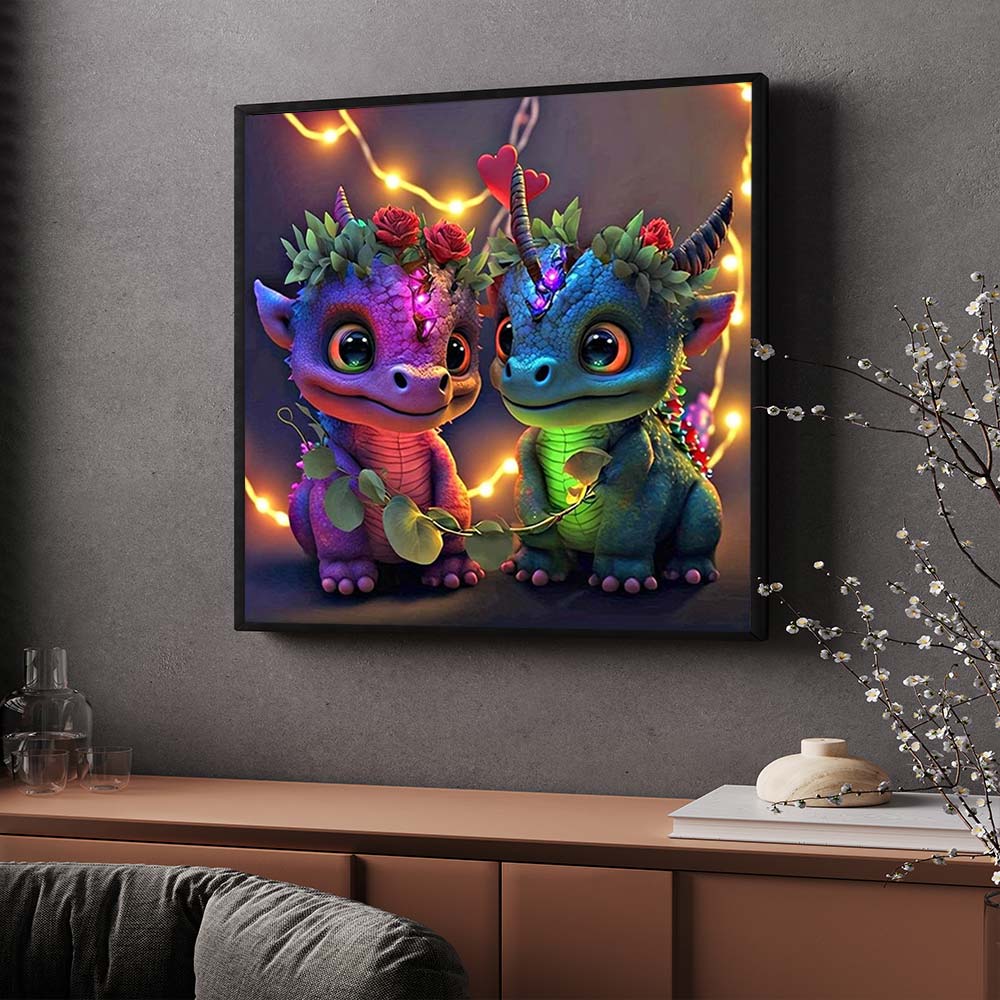 5D Diamond Painting – Dragon Love Unique-Diamond