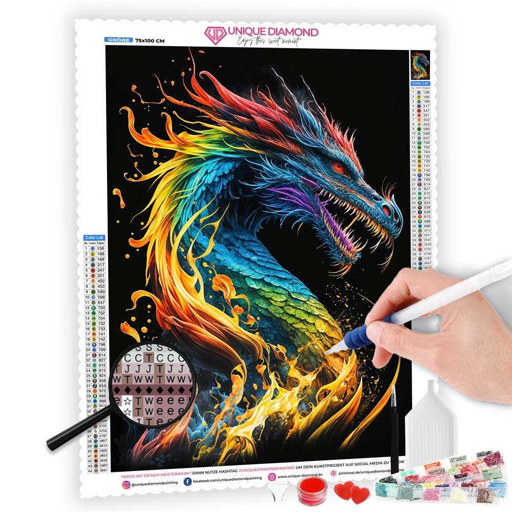 5D Diamond Painting AB Steine Dragon, Unique-Diamond