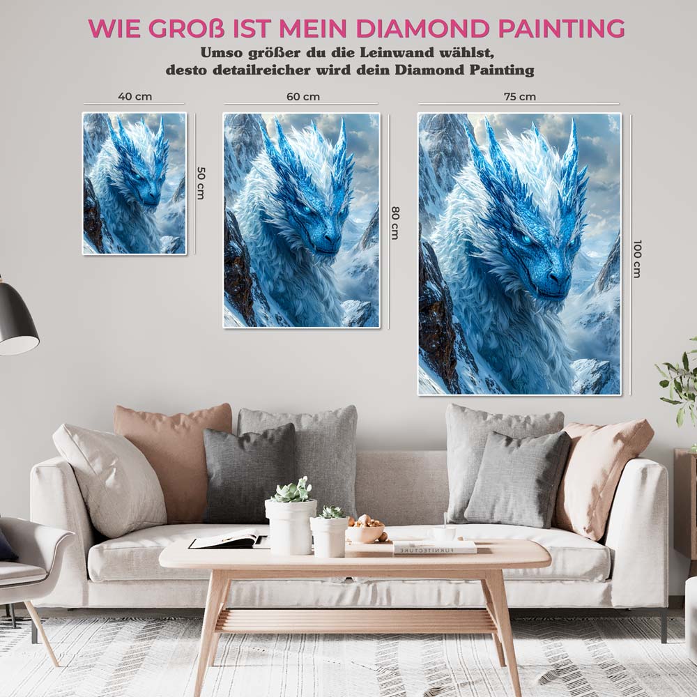 5D Diamond Painting AB Steine - Eisdrache, Unique-Diamond-