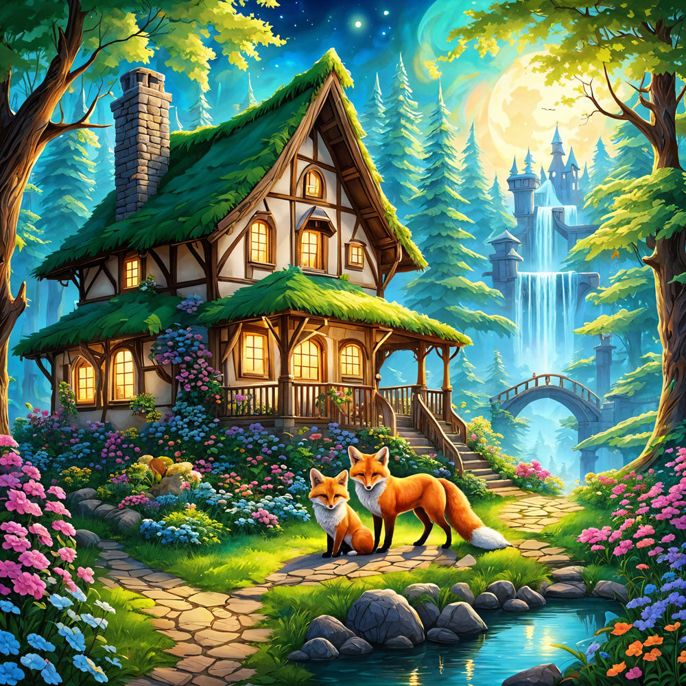 5D Diamond Painting AB Steine Enchanted Woodland mit 100 Farben, Unique-Diamond