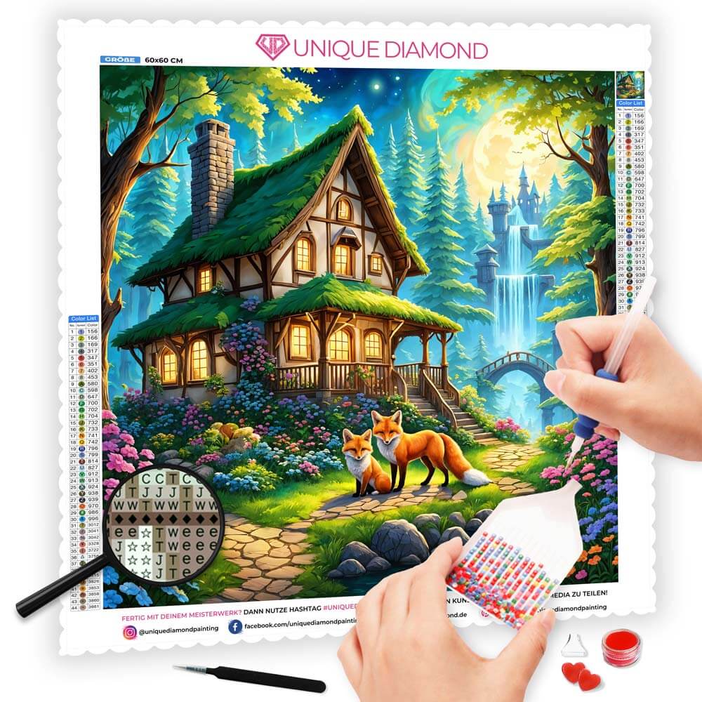 5D Diamond Painting AB Steine Enchanted Woodland mit 100 Farben, Unique-Diamond