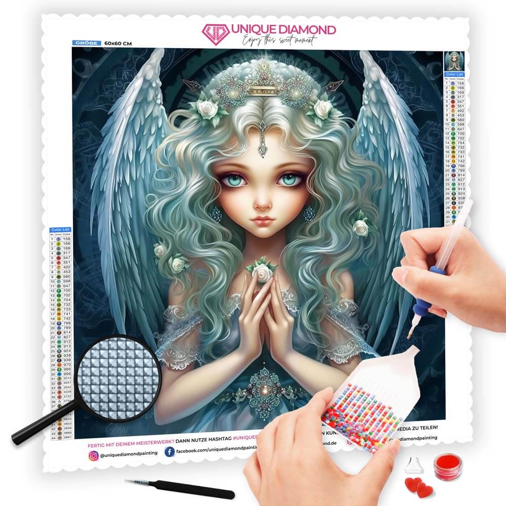 5D Diamond Painting AB Steine Engel mit 100 Farben, Unique-Diamond