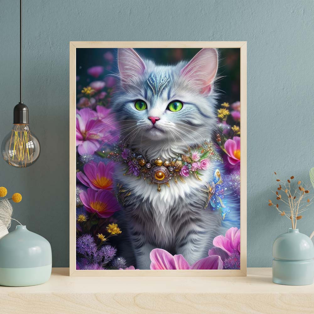 5D Diamond Painting AB Steine Fairytale Cat, Unique-Diamond