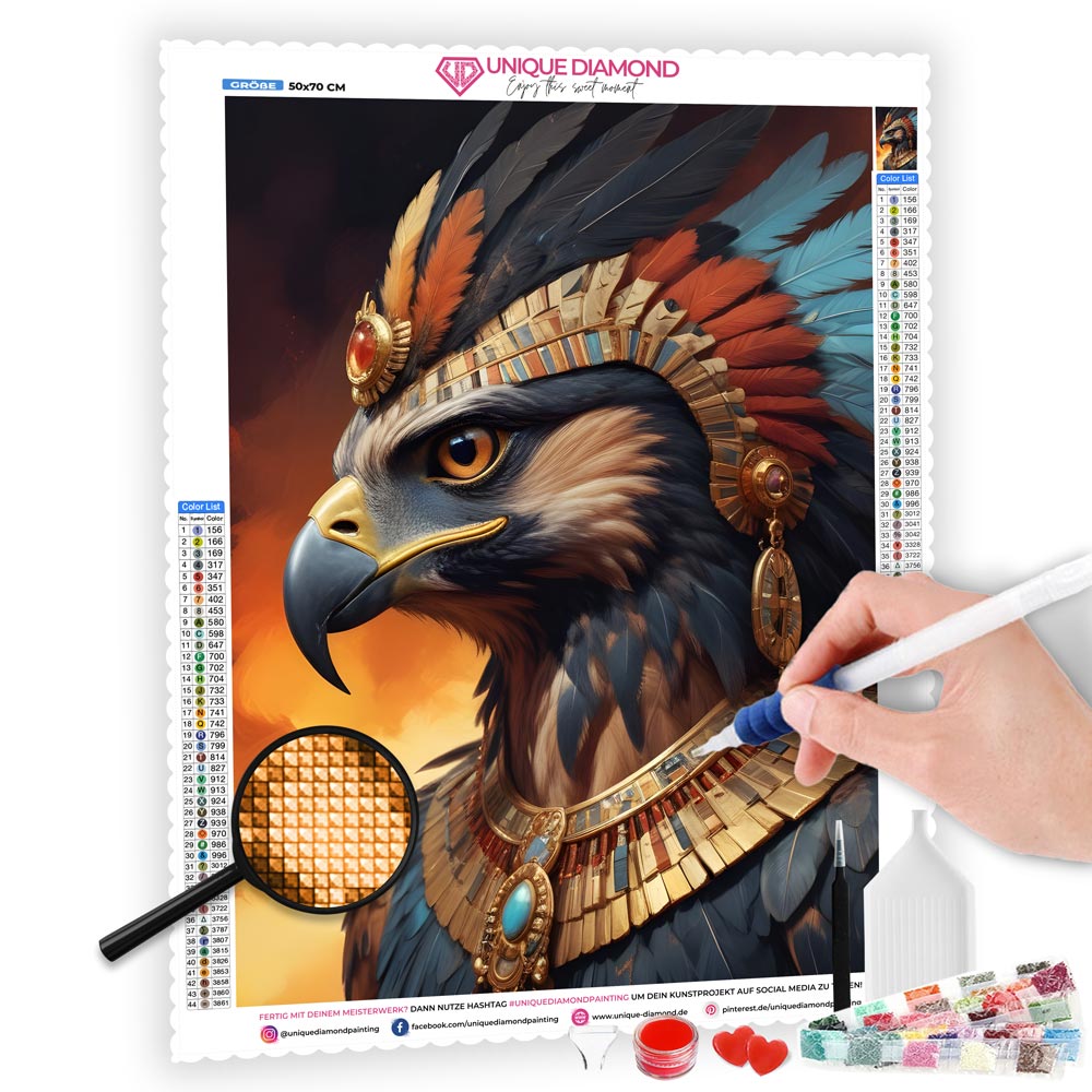 5D Diamond Painting AB Steine Falcon mit 100 Farben, Unique-Diamond