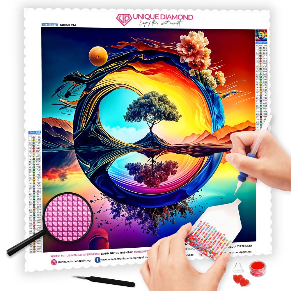 5D Diamond Painting AB Steine Fantasy Landschaft, Unique-Diamond