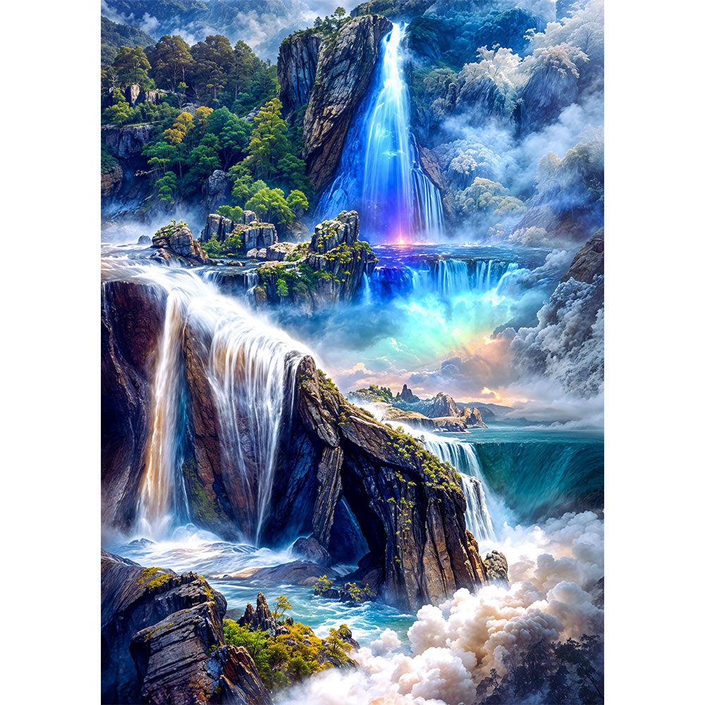 5D Diamond Painting AB Steine Fantasy Wasserfall, Unique-Diamond