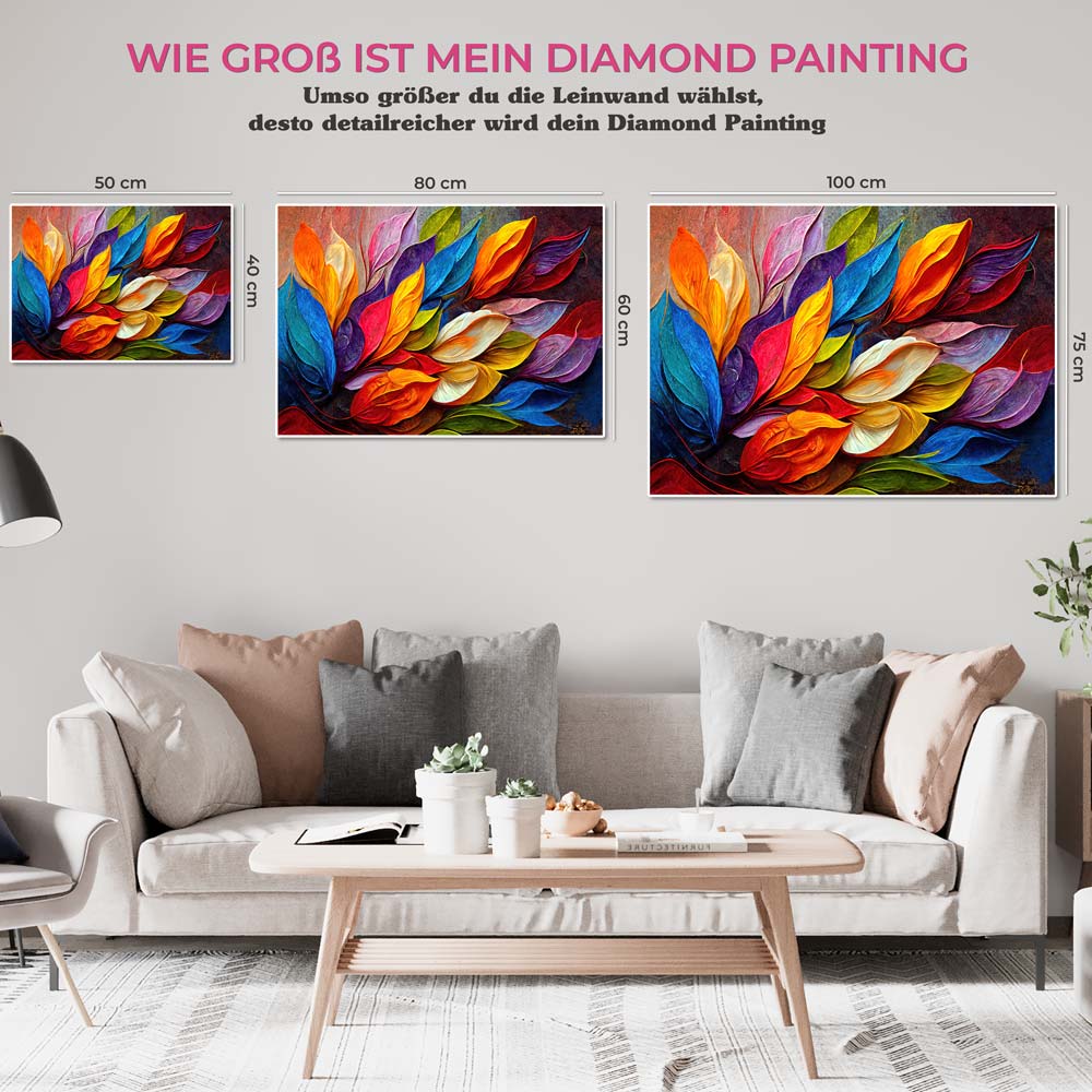 5D Diamond Painting AB Steine Farbige Blätter mit 100 Farben, Unique-Diamond