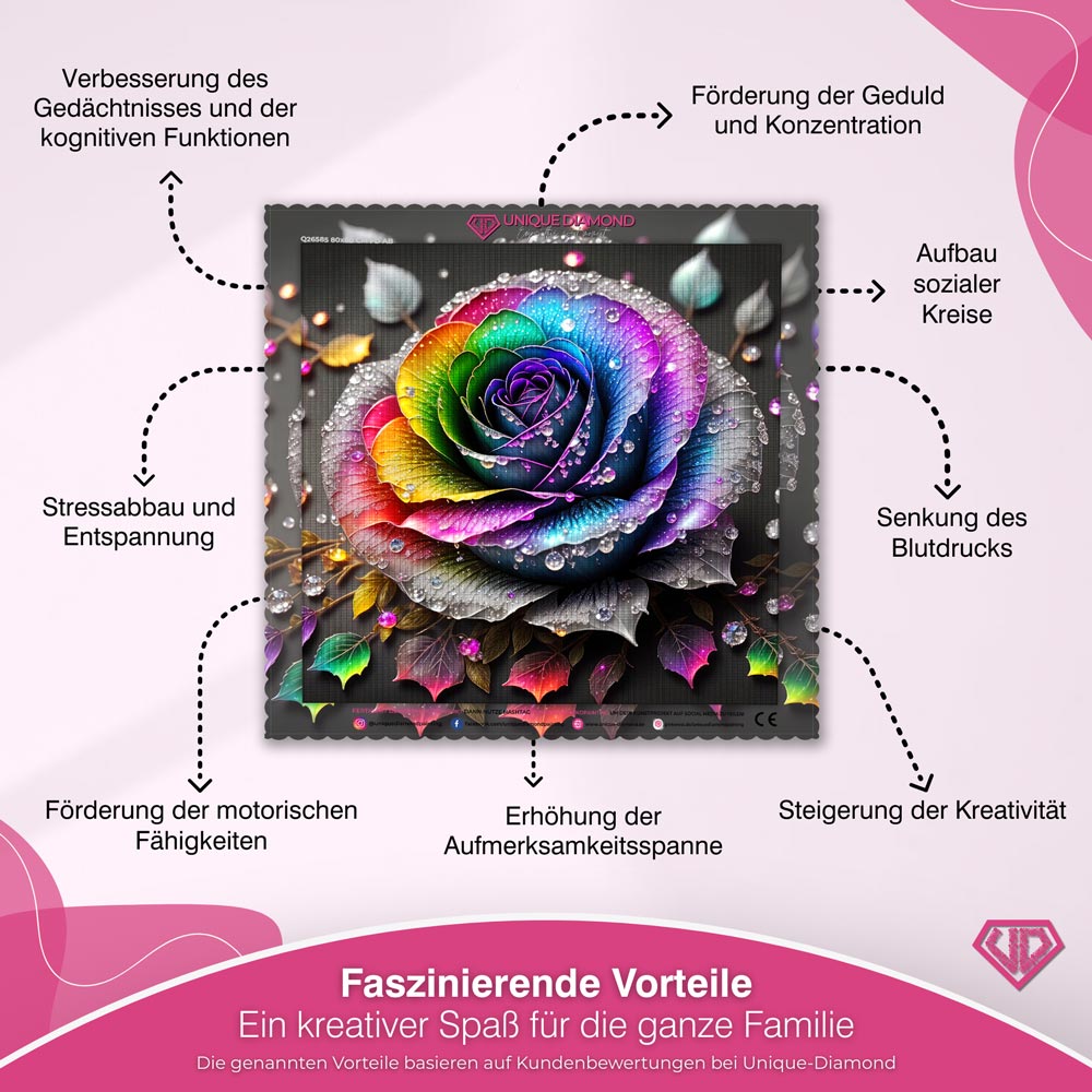 5D Diamond Painting – Farbige Rose Unique-Diamond