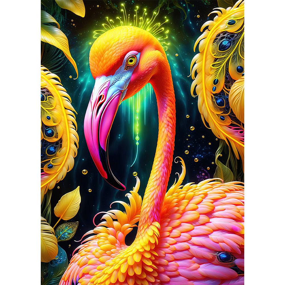 5D Diamond Painting AB Steine Flamingo mit 100 Farben, Unique-Diamond