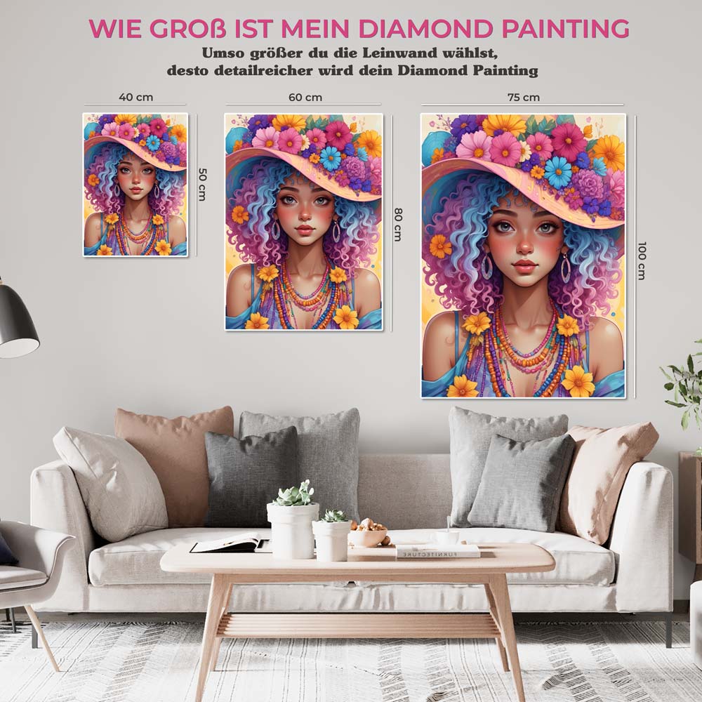 5D Diamond Painting AB Steine Flower Girl mit 100 Farben, Unique-Diamond