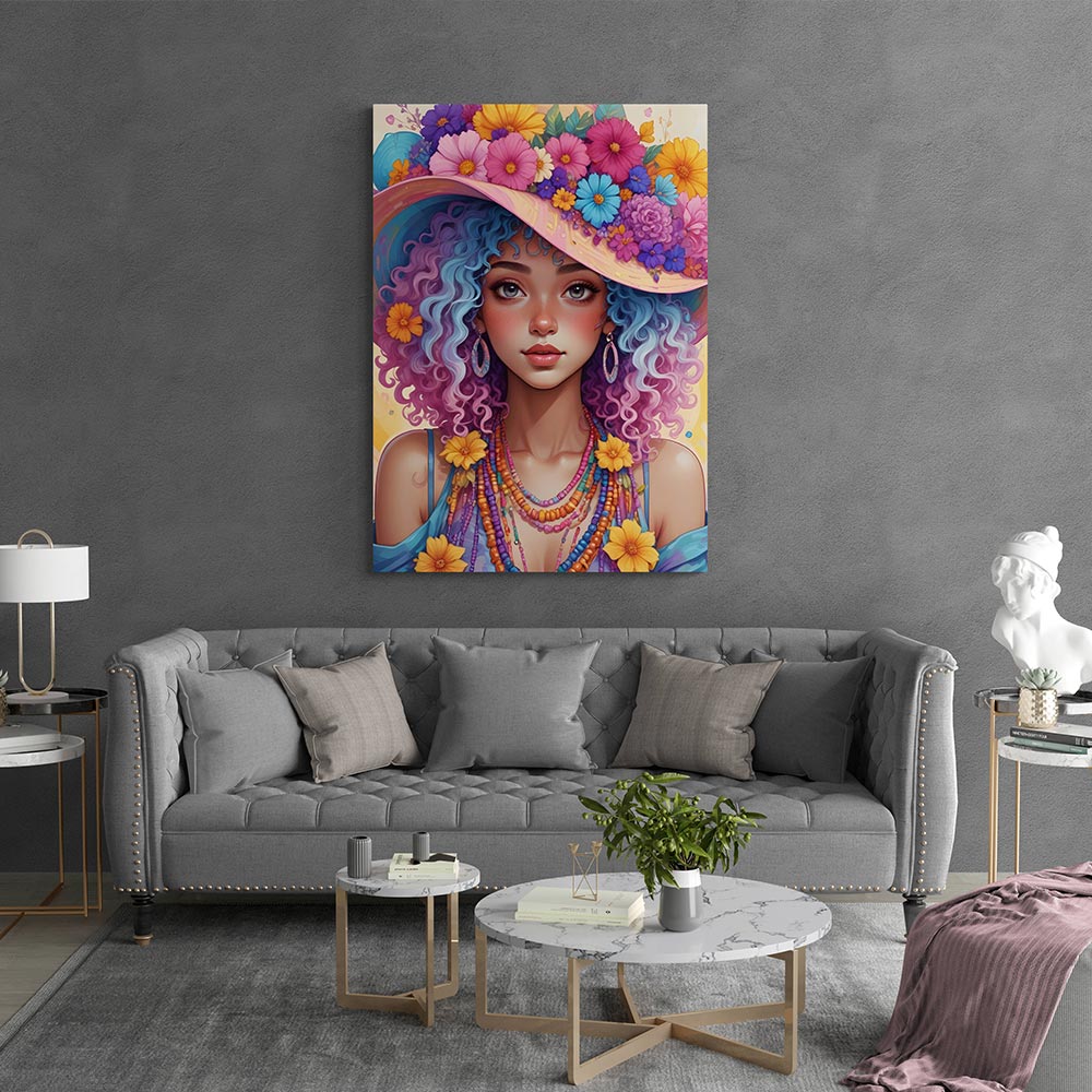 5D Diamond Painting AB Steine Flower Girl mit 100 Farben, Unique-Diamond