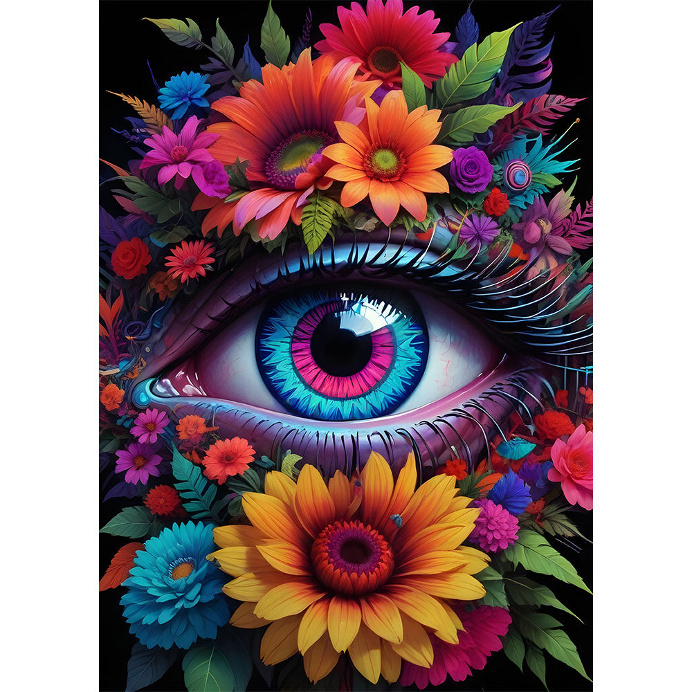 5D Diamond Painting AB Steine Flowers Eye mit 100 Farben, Unique-Diamond