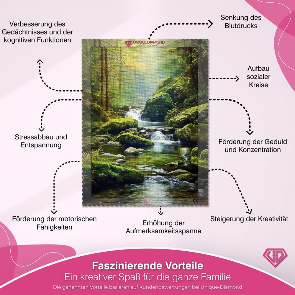 5D Diamond Painting – Fluss in den Bergen Unique-Diamond