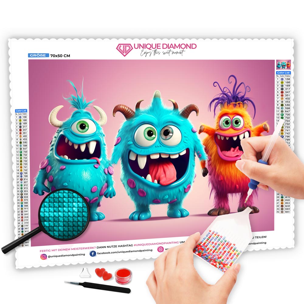 5D Diamond Painting AB Steine Funny Character Monster, Unique-Diamond