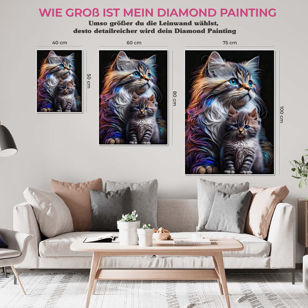 5D Diamond Painting AB Steine Cats, Unique-Diamond