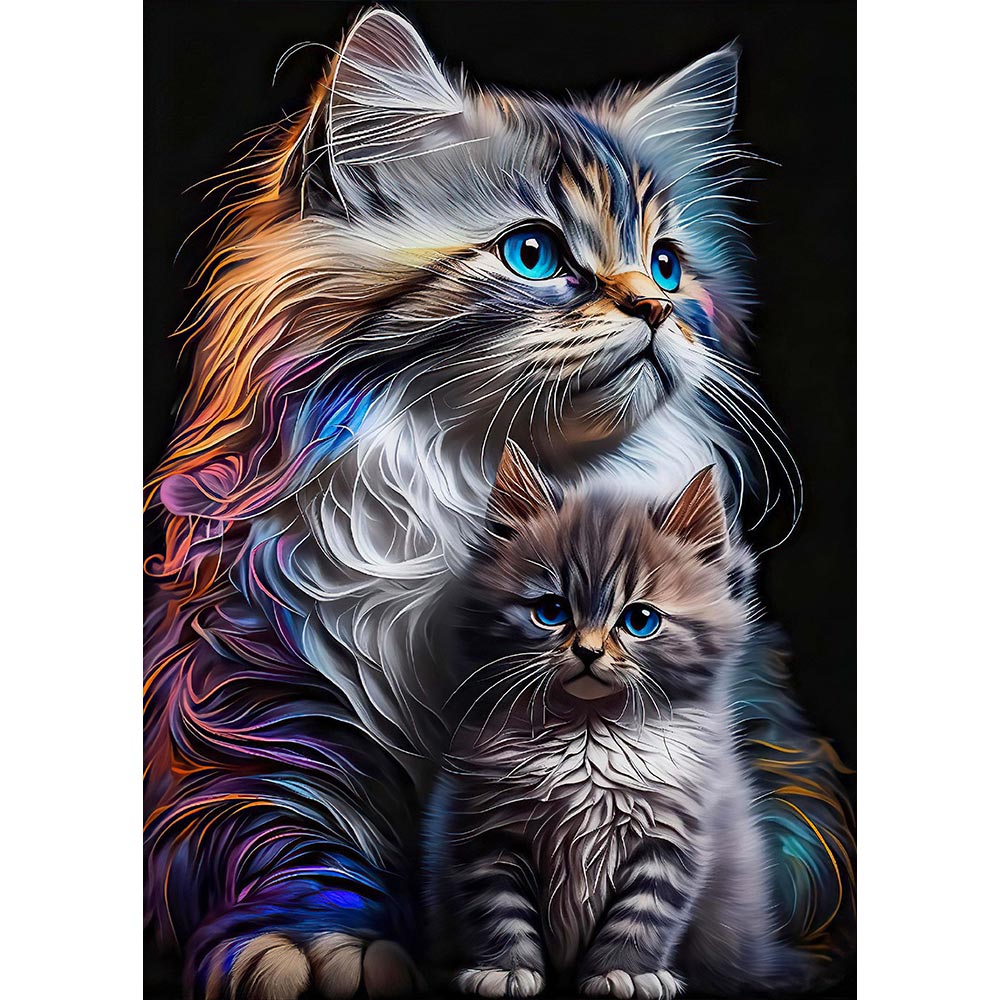 5D Diamond Painting AB Steine Cats, Unique-Diamond