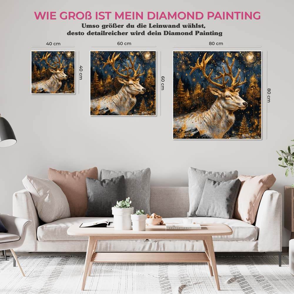 5D Diamond Painting AB Steine Golden Starlight Stag mit 100 Farben, Unique-Diamond