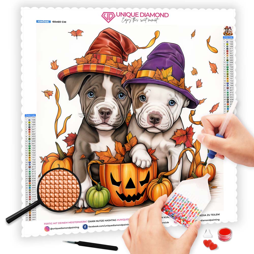 5D Diamond Painting AB Steine Halloween Dogs, Unique-Diamond