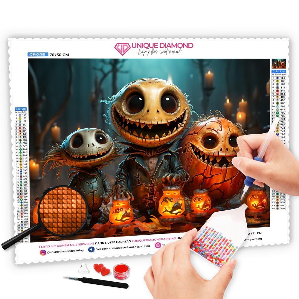 5D Diamond Painting AB Steine Halloween Monster, Unique-Diamond