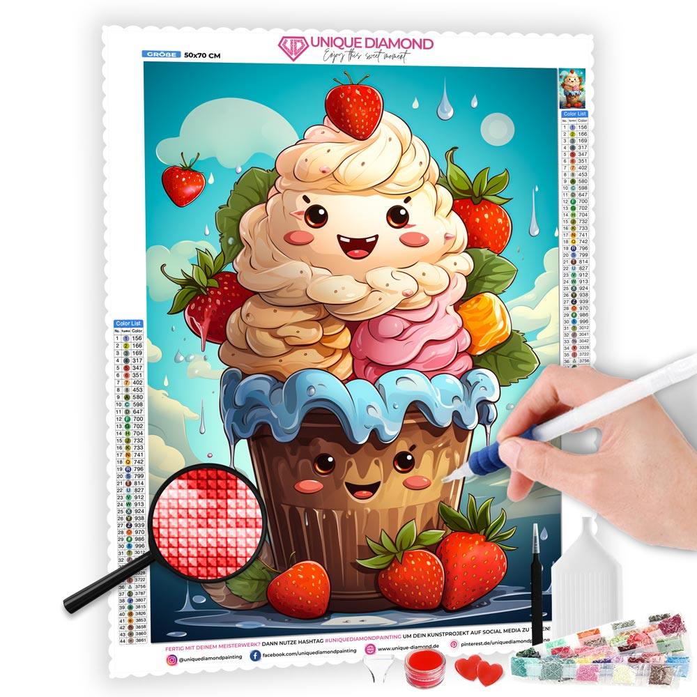 5D Diamond Painting AB Steine Happy Ice Cream, Unique-Diamond