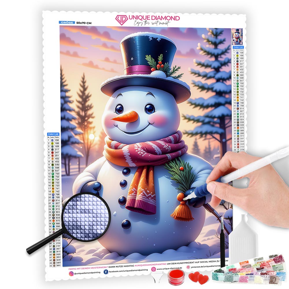 5D Diamond Painting AB Steine Happy Snowman, Unique-Diamond