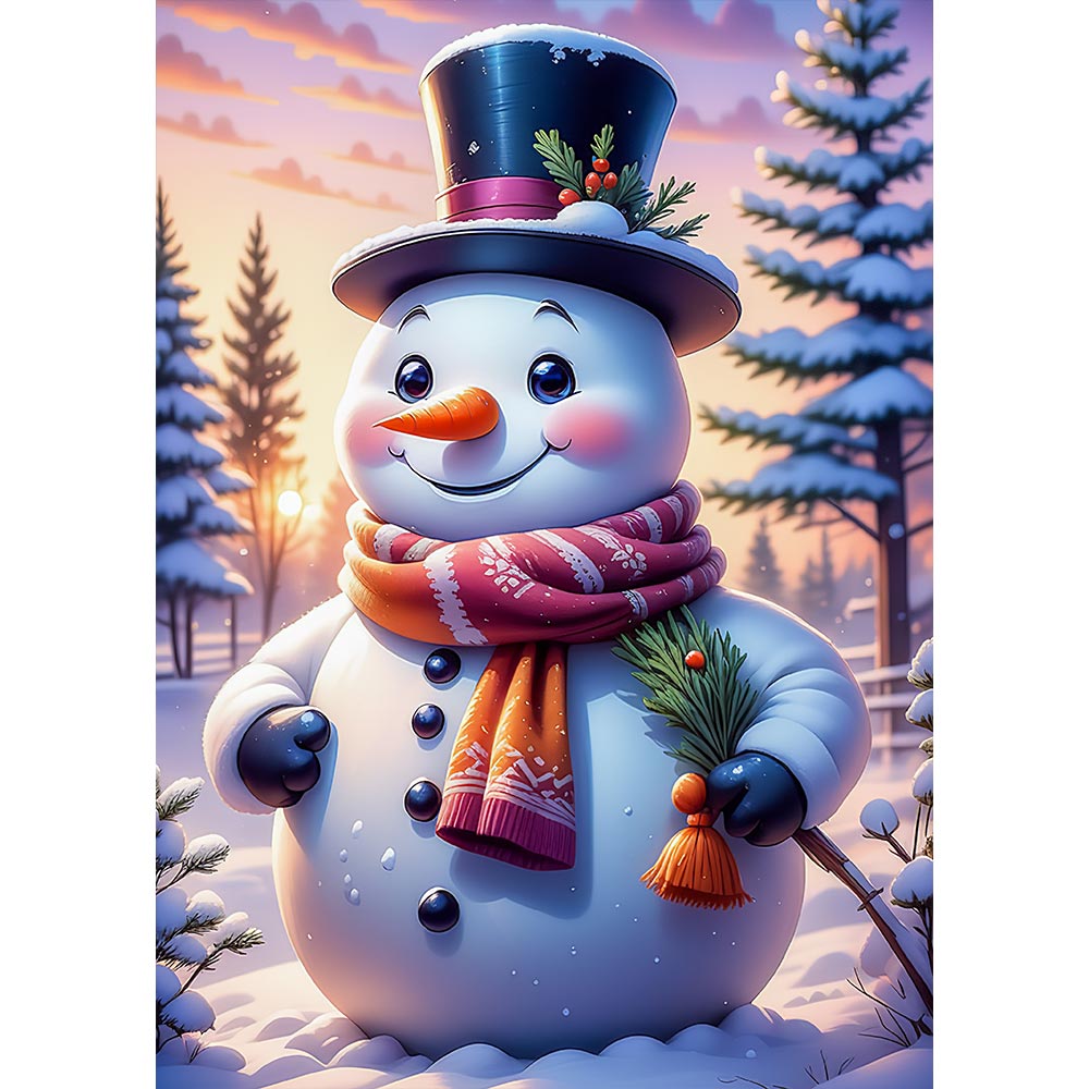 5D Diamond Painting AB Steine Happy Snowman, Unique-Diamond