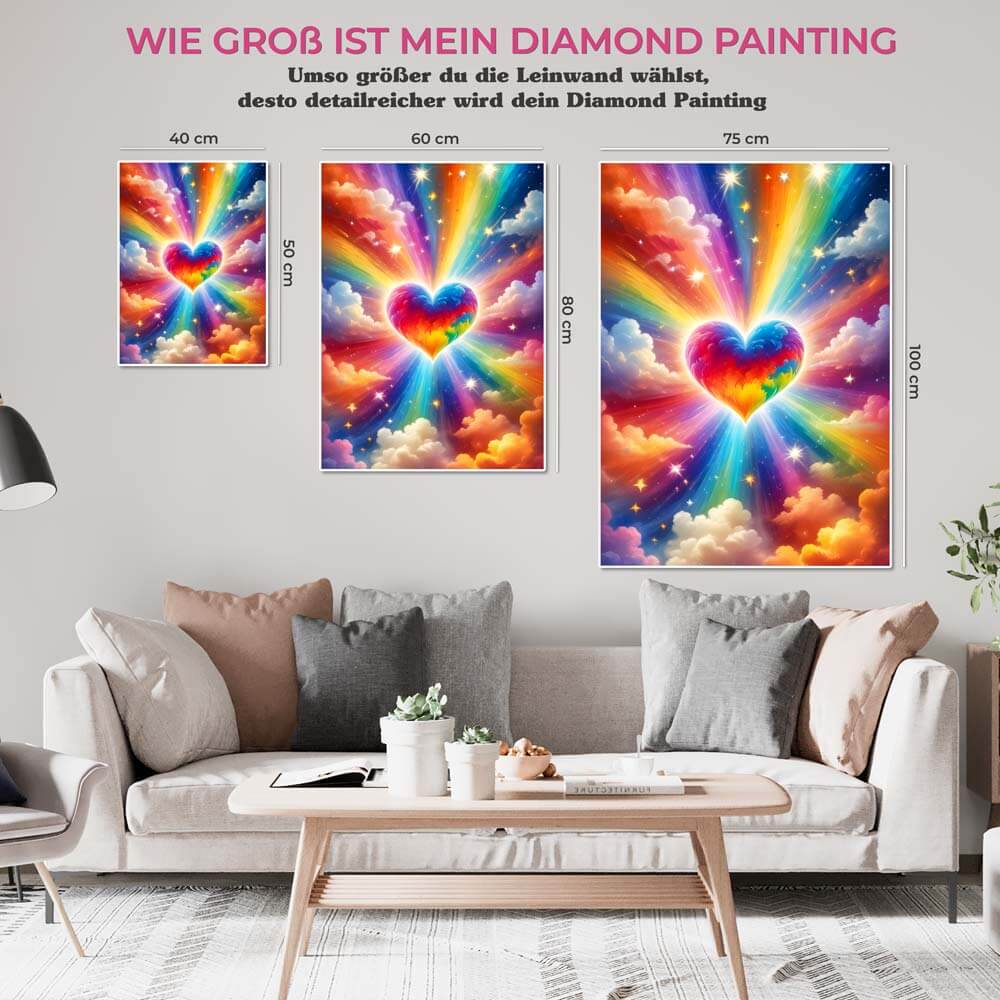 5D Diamond Painting AB Steine Herzwolke mit 100 Farben, Unique-Diamond