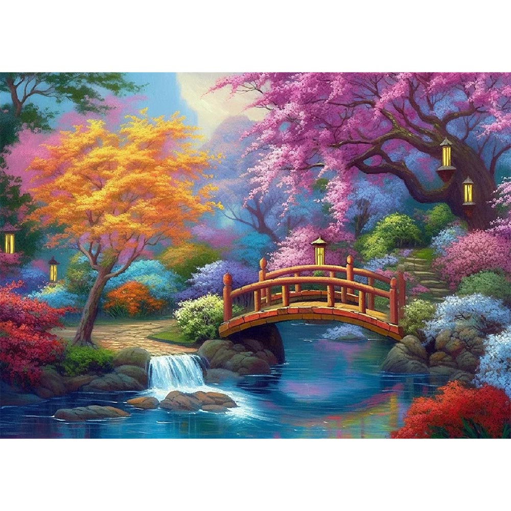 5D Diamond Painting AB Steine Japanischer Garten, Unique-Diamond