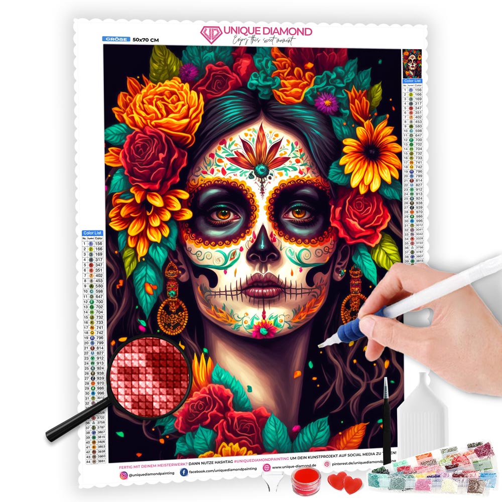 5D Diamond Painting AB Steine La Catrina, Unique-Diamond