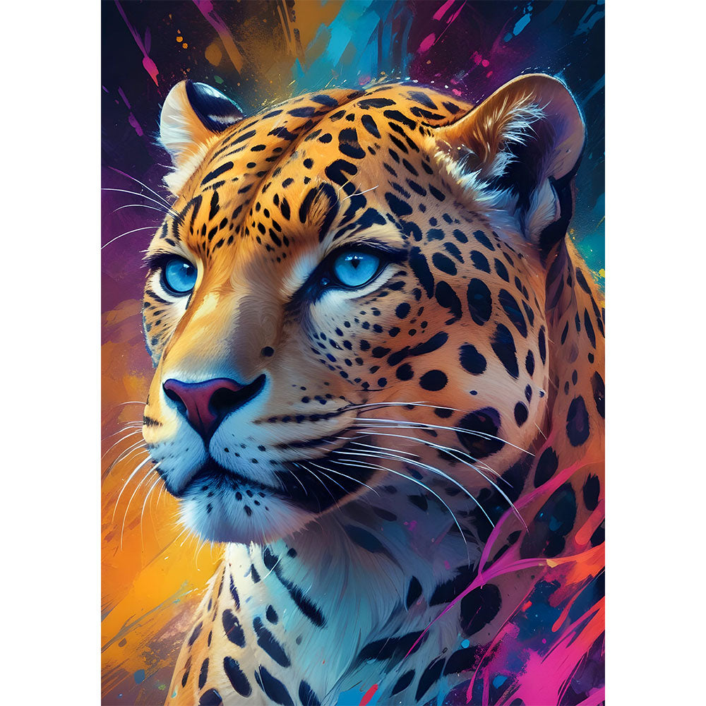 5D Diamond Painting AB Steine Leopard mit 100 Farben, Unique-Diamond