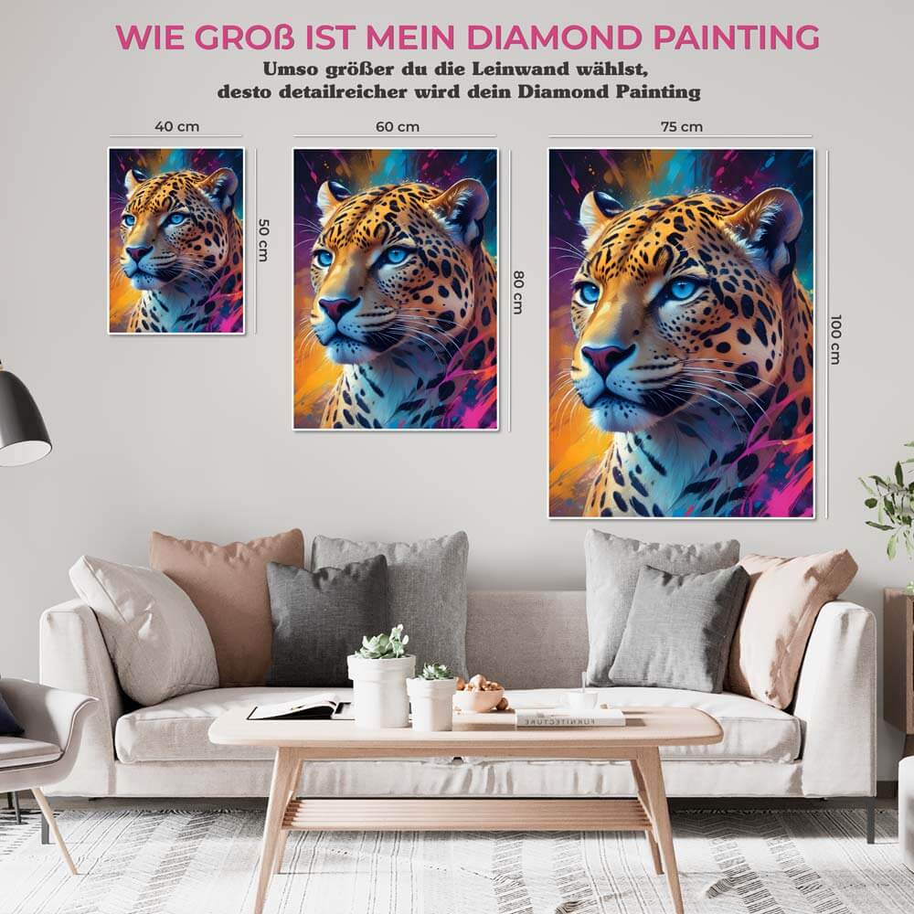 5D Diamond Painting AB Steine Leopard mit 100 Farben, Unique-Diamond