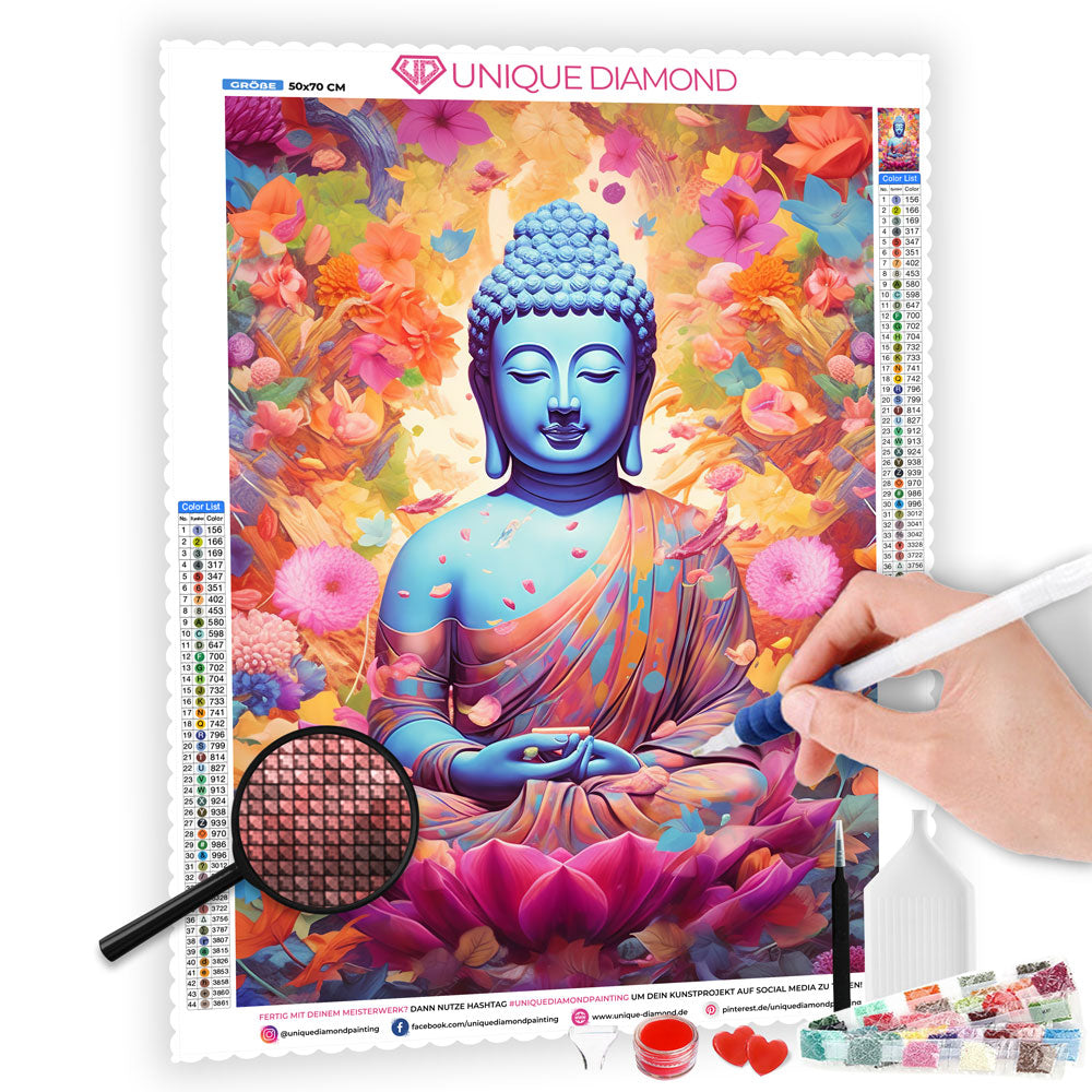 Diamond Painting Buddha 30x40 Cm - Kit Quadro Mosaico Con Perline - Dipinto Con Numeri