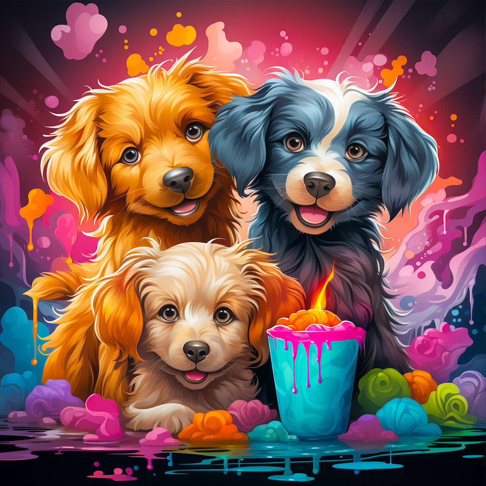 5D Diamond Painting AB Steine Lucky Dogs, Unique-Diamond