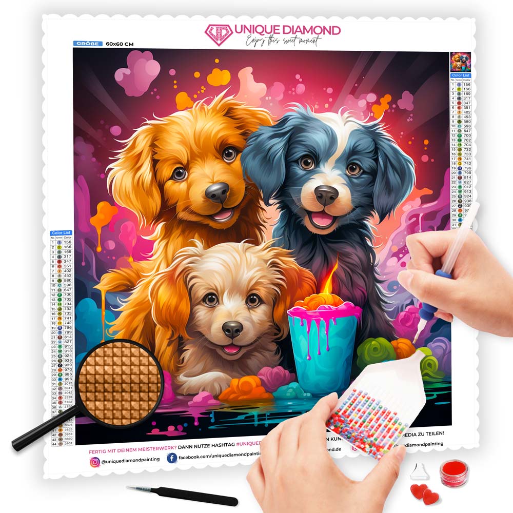 5D Diamond Painting AB Steine Lucky Dogs, Unique-Diamond