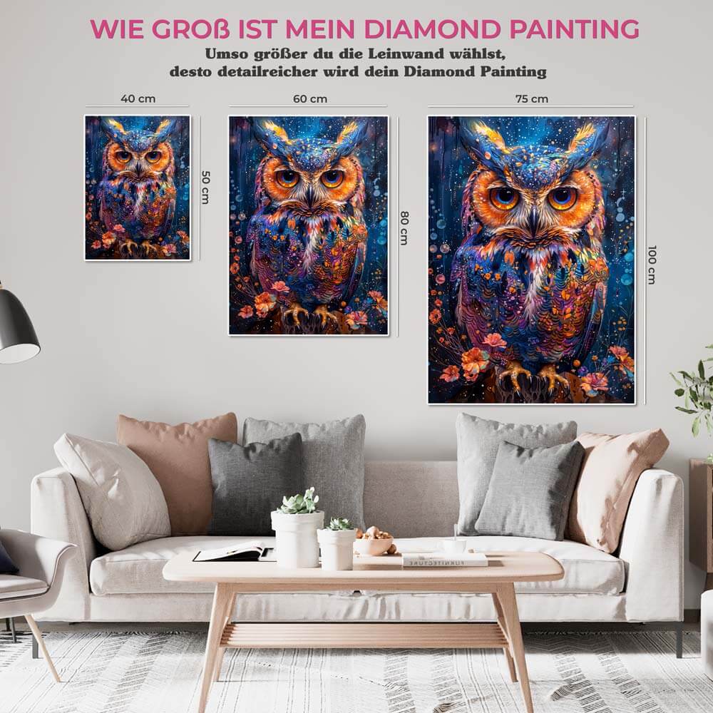 5D Diamond Painting AB Steine Luminous Nocturne Owl mit 100 Farben, Unique-Diamond