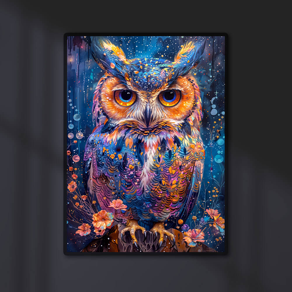 5D Diamond Painting AB Steine Luminous Nocturne Owl mit 100 Farben, Unique-Diamond