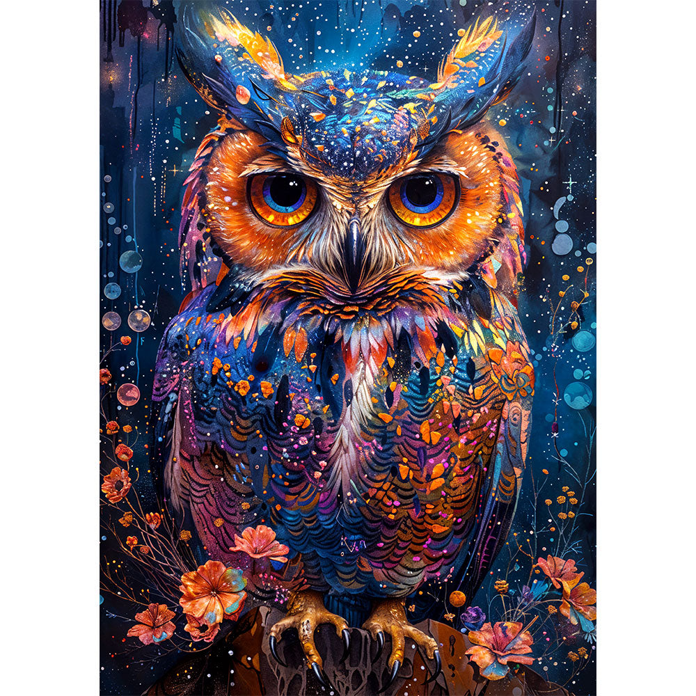 5D Diamond Painting AB Steine Luminous Nocturne Owl mit 100 Farben, Unique-Diamond